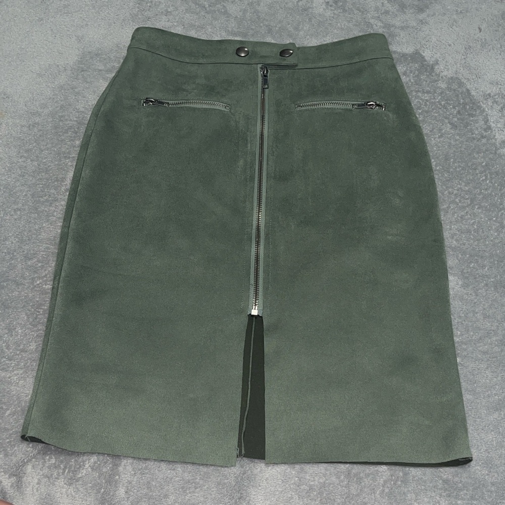 Fate Olive Green zip up Pencil Skirt